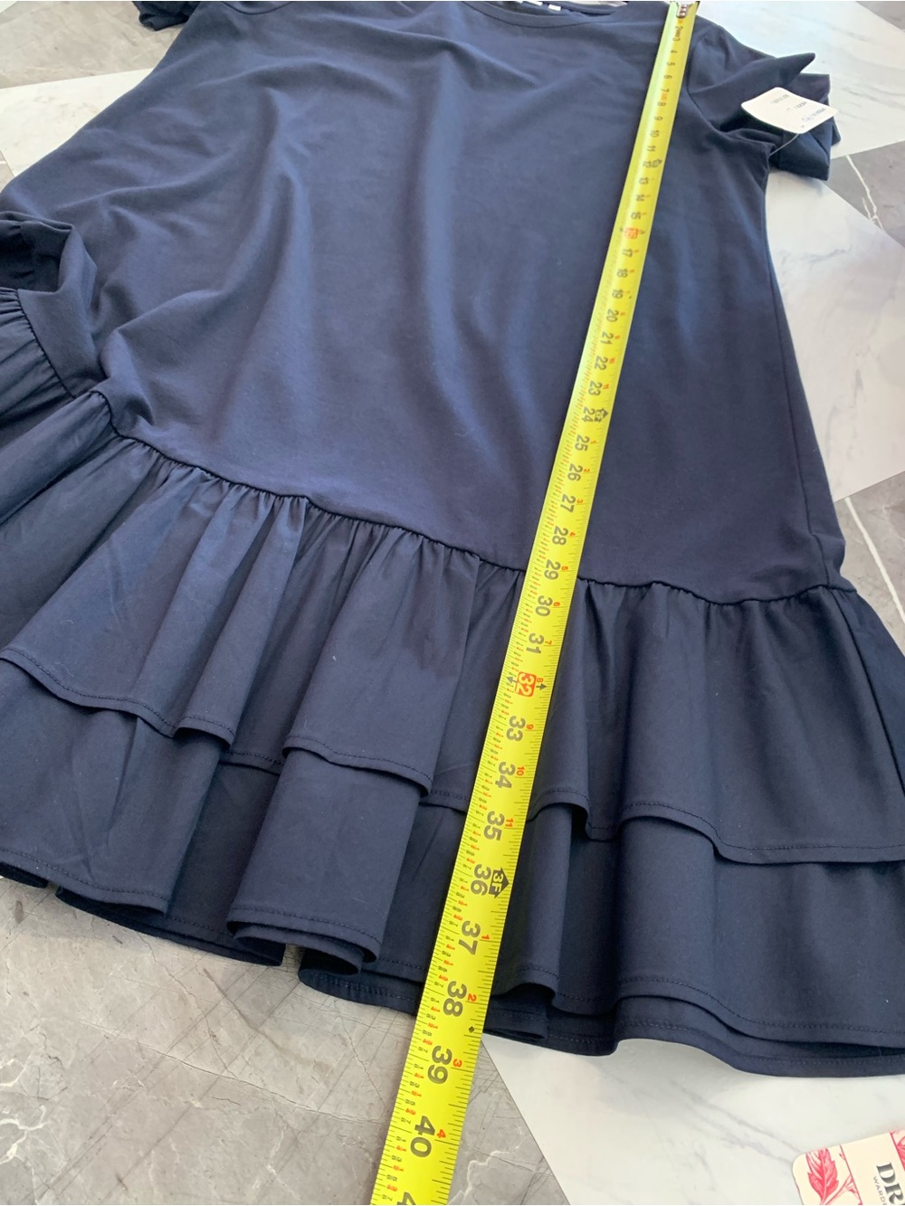 Chico's Navy Short Sleeve Ruffle-Hem Kids Dress - Picture 4 of 5